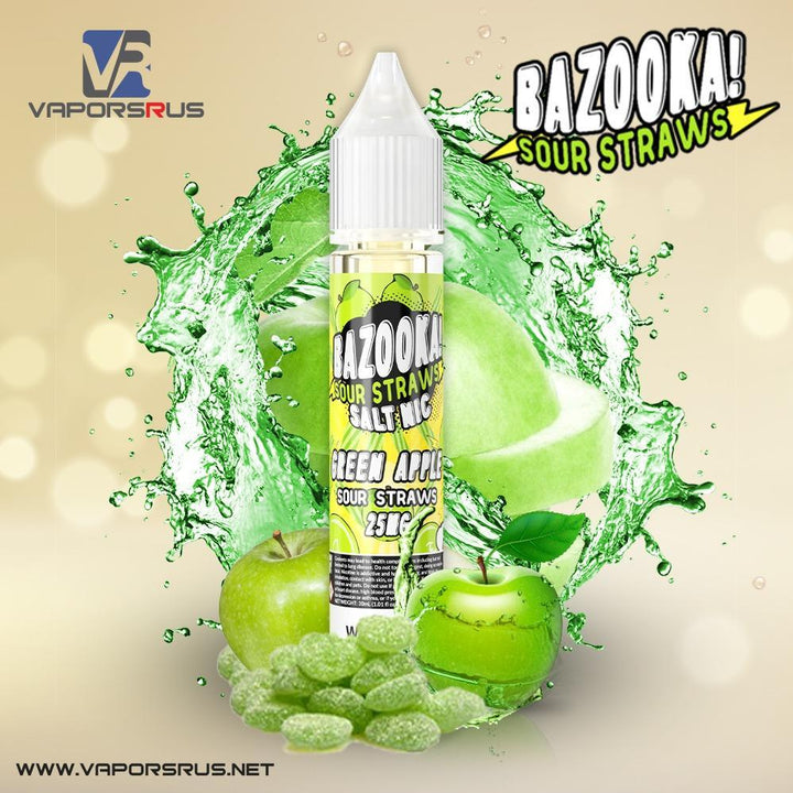 BAZOOKA - SOUR STRAWS - Green Apple 30ml (SaltNic) | Vapors R Us LLC