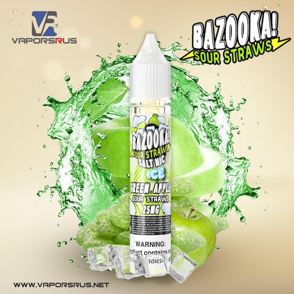 BAZOOKA - SOUR STRAWS - Green Apple on Ice 30ml (SaltNic) | Vapors R Us LLC