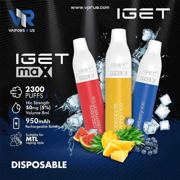 IGET - MAX Disposable Pod Device 2300 PUFFS (50mg 5%) | Vapors R Us LLC